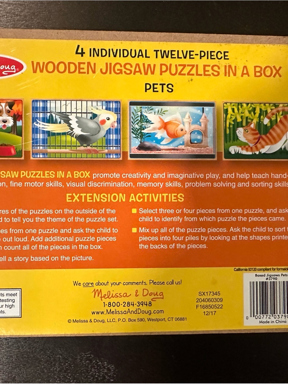 Melissa & Doug Yellow Pets Wooden Jigsaw Puzzle Box